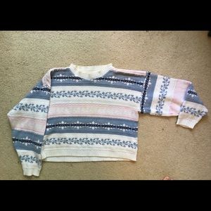 VINTAGE!! Flower/stripe sweater!